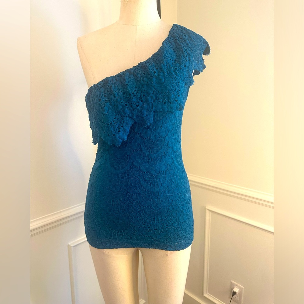 Nightcap teal lace off shoulder top